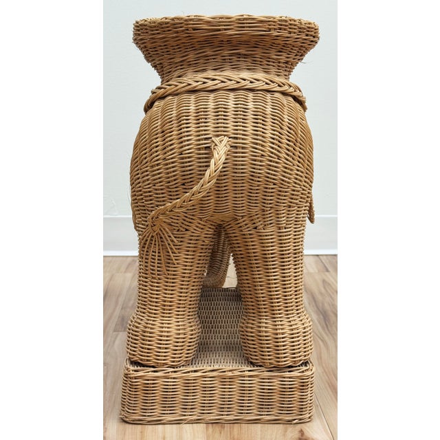Vintage Wicker Elephant Stool or Plant Stand For Sale - Image 10 of 11