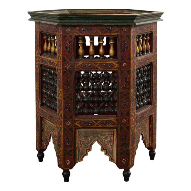 Moorish Middle Eastern Hexagonal Polychrome Drink Table For Sale