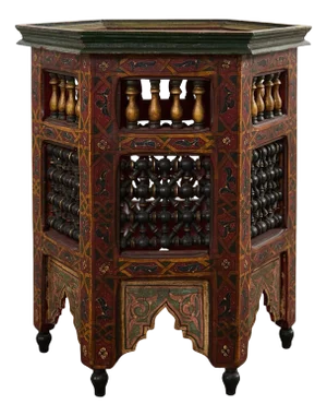 Moorish Middle Eastern Hexagonal Polychrome Drink Table