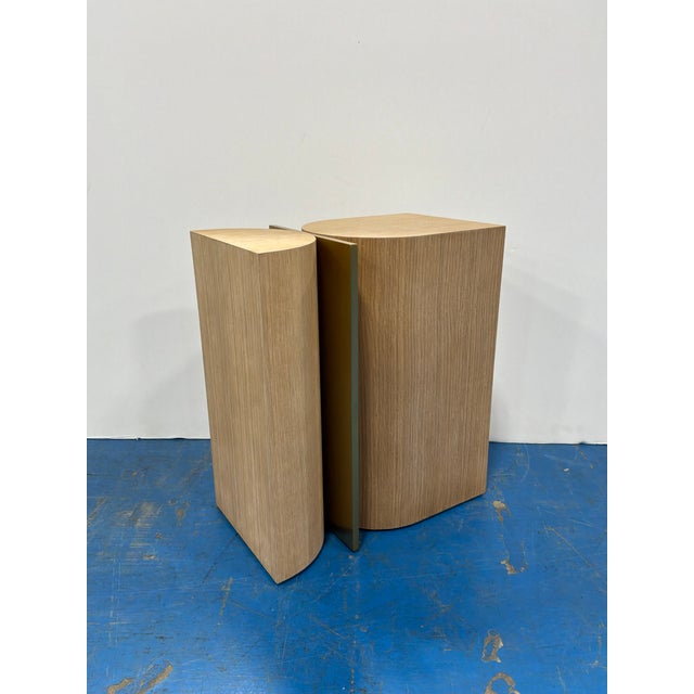 Modern Baker Thomas Pheasant Slice Side Table. Sculptural organic modern design, curved asymetrical form, light wood....