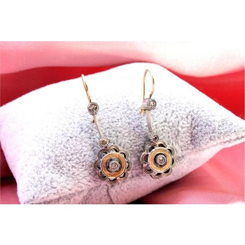 Gold and Silver Earrings with Zirconias, Set of 2 For Sale - Image 3 of 8