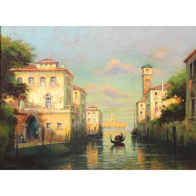 Antoine (Marc Aldine) Bouvard Sr (French, 1870-1955), “Venetian Canal with San Giorgio Maggiore in Distance“, Oil On...