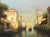 Antoine (Marc Aldine) Bouvard Sr (French, 1870-1955), “Venetian Canal with San Giorgio Maggiore in Distance“, Oil On...