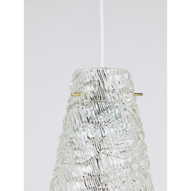 Mid-Century Textured Glass and Brass Pendant Lamp by J. T. Kalmar, Austria, 1950s For Sale - Image 10 of 16