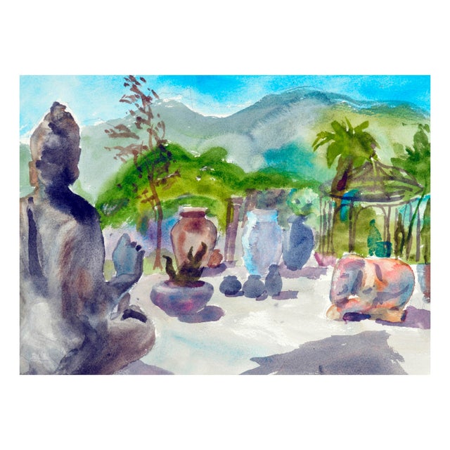 Painting of a bamboo garden by Les (Leslie Luverne) Anderson (American, B-1928, D-2009). From the estate of Les Anderson...