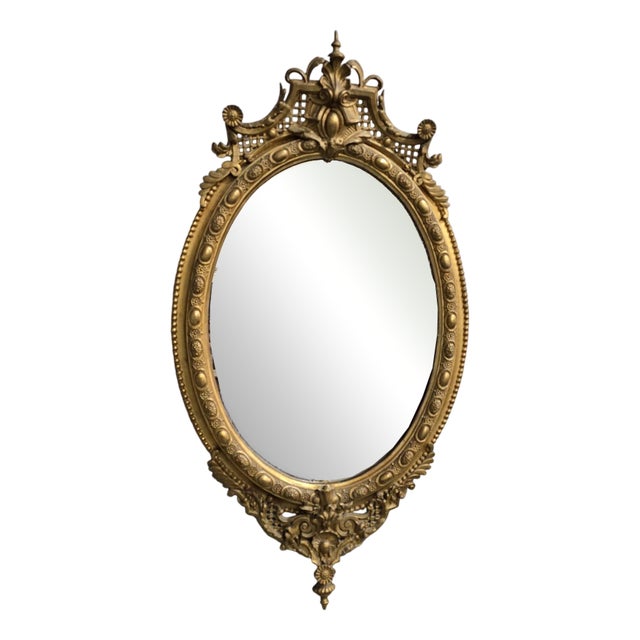 Vintage English Gilt Oval Mirror For Sale