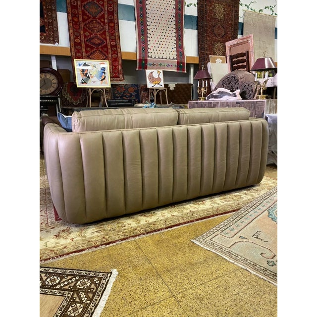 Olivia & Quinn Leather Sofa With Channel Tufting For Sale - Image 11 of 12
