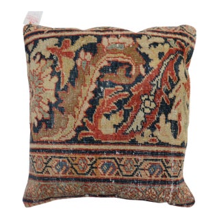 Traditional Rust Color Persian Border Mahal Rug Pillow, Early 20th Century For Sale