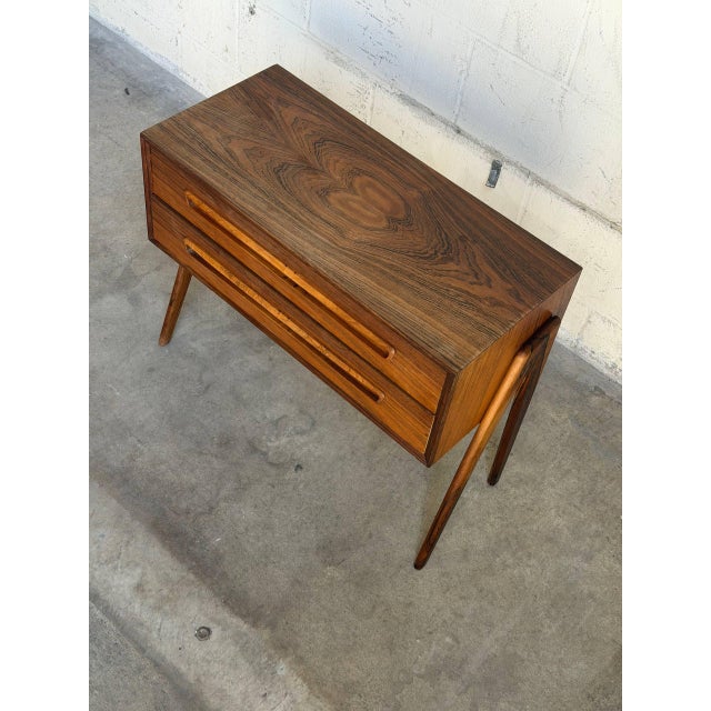 Vintage Danish Modern Rosewood Two Drawer Cabinet Dresser on Sculptural Legs For Sale In Los Angeles - Image 6 of 10