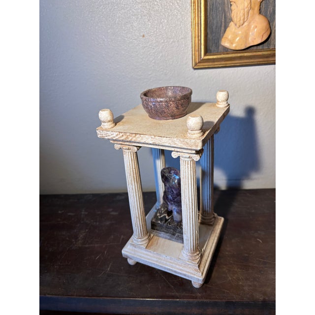 Antique White Italian Neoclassical Grand Tour Architectural Model W/ Amethyst Figure & Agate Burner For Sale - Image 8 of 14