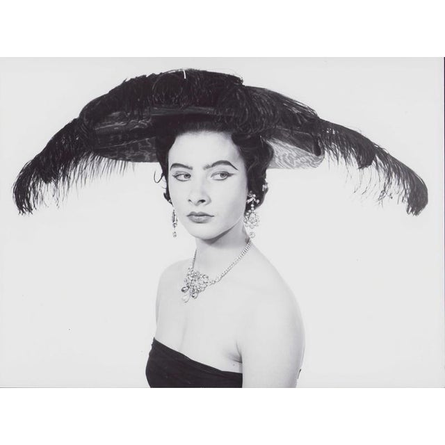 Modern Lady's Fashion Hat, 1954, Vintage Black & White Photograph For Sale - Image 3 of 3