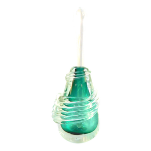 1980s Green Art Glass Perfume Bottle With Long Stopper