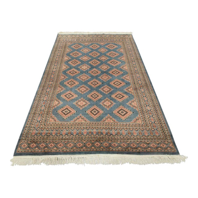 Bokhara Jaldar Rug 6’3” X 9’3” Blue Wool Tribal Hand-Knotted Oriental Carpet For Sale