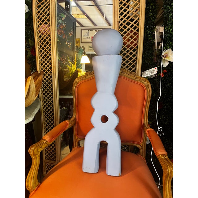 Blue Vintage Light Blue Wooden Mexican Sculpture For Sale - Image 8 of 11