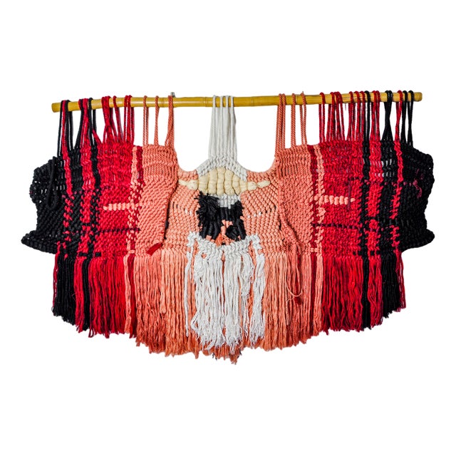 Textured Macrame Wall Tapestry, 1970s For Sale