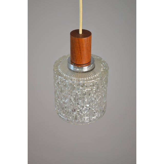 Teak and Textured Glass 3-Light Pendant attributed to Carl Fagerlund, Denmark, 1960s For Sale - Image 16 of 17