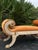 Vintage Neoclassical Orange Velvet Lion Head Banquette With Scrolled Silver-Leaf Arms For Sale - Image 4 of 5