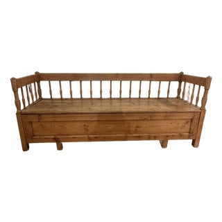Antique European Pine Settle Bench For Sale