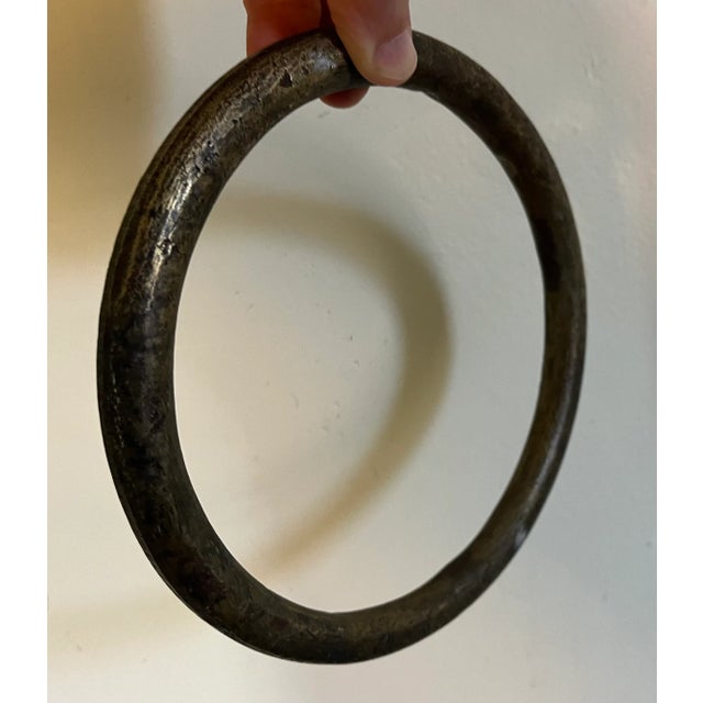 Antique 19th century heavy bronze nautical ring for attaching ship's rope. An interesting decorative object with pleasing...