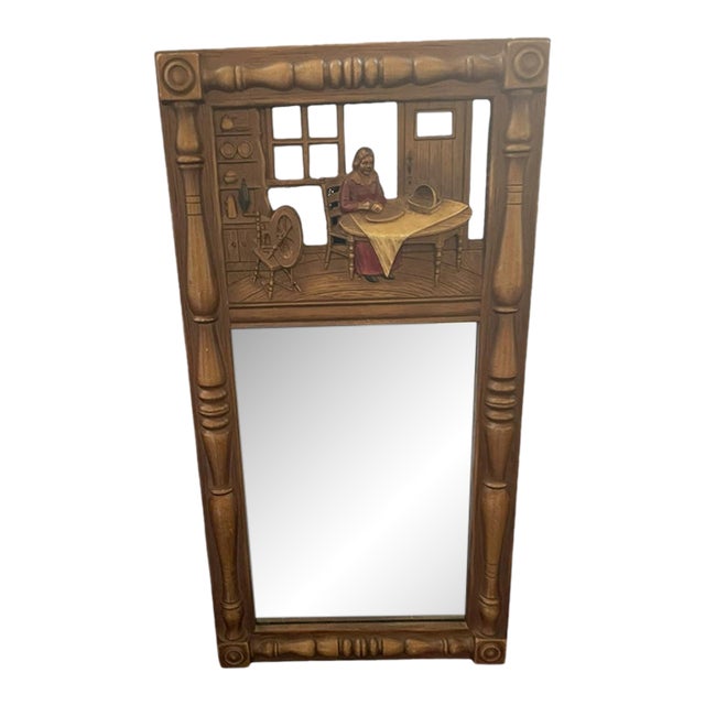 Vintage Midcentury Syroco Colonial Early American Revival Wall Mirror For Sale