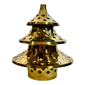 Vintage Holiday Brass Christmas Tree Votive Holder