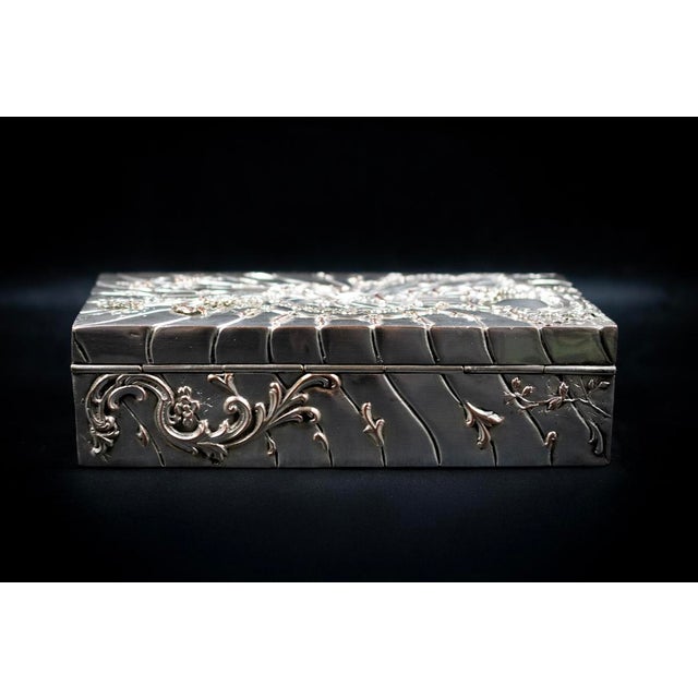 Rectangular Box in Repoussé Silver-Plated Metal by Victor Saglier, 1860 For Sale - Image 9 of 13