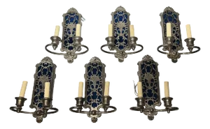 Early 20th Century Silvered Two-Light Sconces in Renaissance Style - Set Six