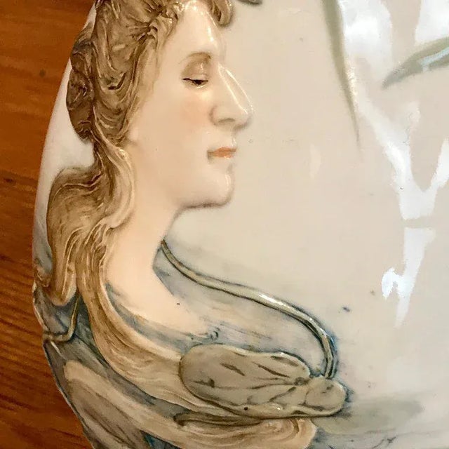 Ceramic Early 20th Century Art Nouveau Portrait Vase Attributed to Teplitz For Sale - Image 7 of 13