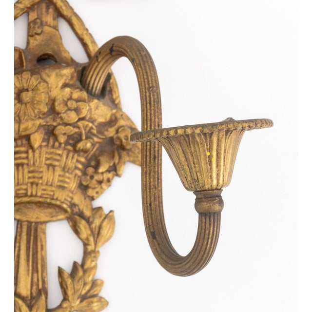 Louis XVI Style Gilt Metal Ribbon Appliques, Pair For Sale - Image 4 of 7