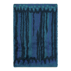 Vintage Swedish Rya Rug, Scandinavian Abstract in Navy Blue Tones - Rug & Kilim