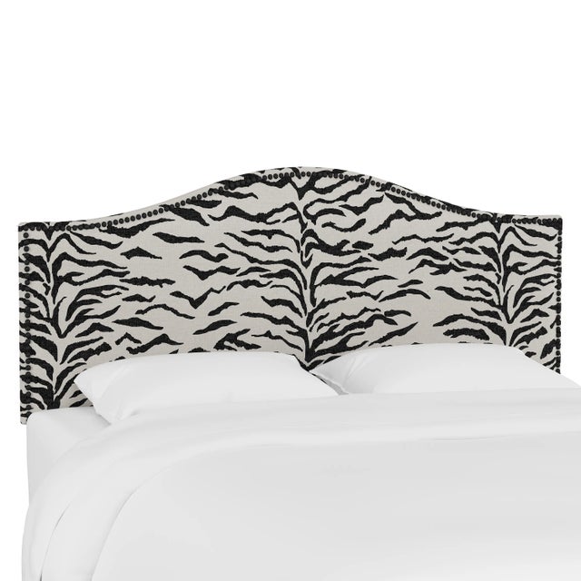 Textile Ashland Headboard in Cream Black Linen Zebra, Queen For Sale - Image 7 of 7