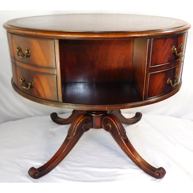Duncan Phyfe 1940s Vintage Heirloom Weiman English Regency Rotating Drum Table #:614 For Sale - Image 4 of 16