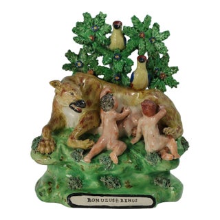 Staffordshire Pearlware Bocage Romulus and Remus Figure Group For Sale