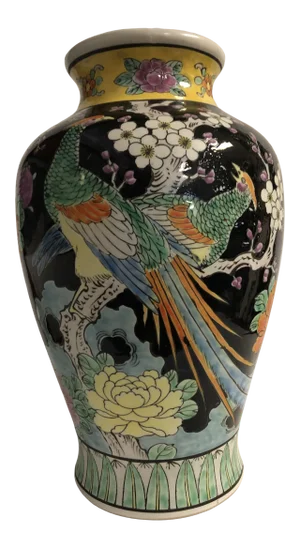 Vintage Japanese Hand-Painted Porcelain Vase