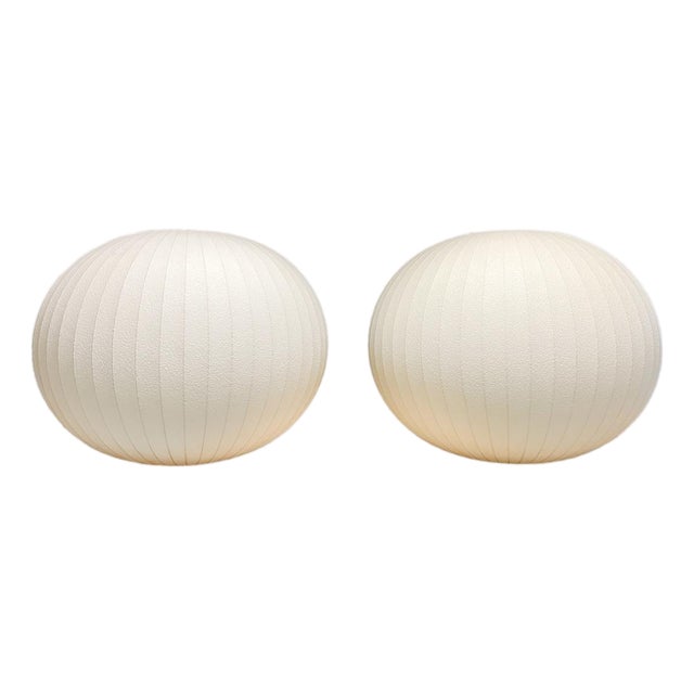 1950s Mid-Century Modern Globe Bubble Pendants by George Nelson - A Pair For Sale