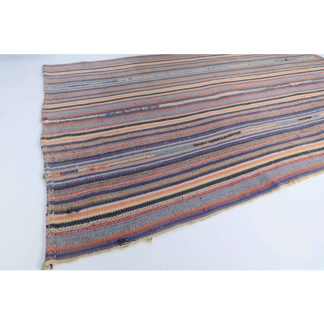 Vintage Turkish Hand-Knotted Wool Cotton Purple Kilim Area Rug For Sale - Image 6 of 11