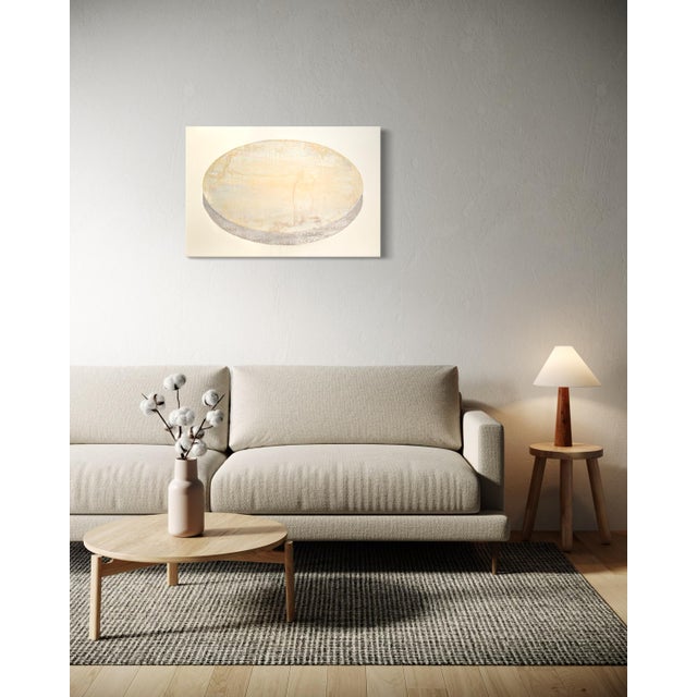 Contemporary Rebecca Koury "Reflection of the Moon" Gold Pearl Moon Contemporary Abstract, Acrylic and Mixed Media on Canvas, Carmel California Art, 2026 For Sale - Image 3 of 3