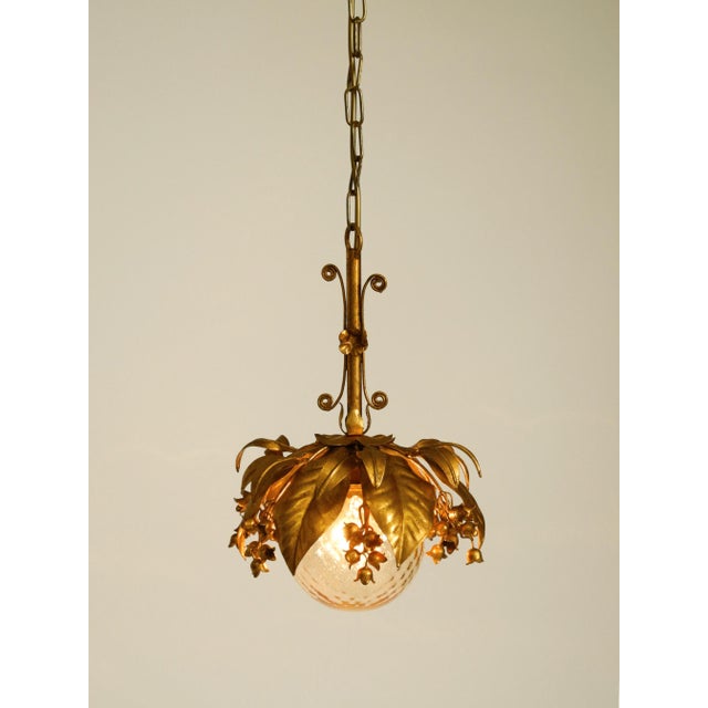 Vintage Gold-Plated Metal Pendant Lamp with Glass Sphere by Hans Kögl, 1970s For Sale - Image 9 of 18