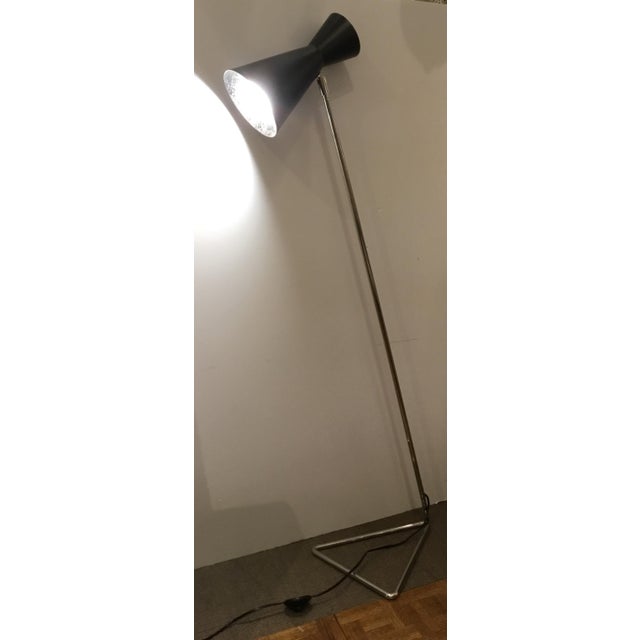 Stylish Bungalow 5 Modern Hammered Metal Black and Nickel Floor Lamp, showroom floor sample, original retail $962