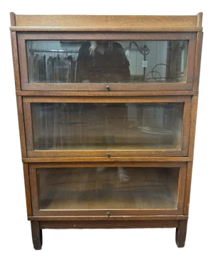Antique Arts & Crafts Style 3 Stack Oak Barristers Book Case