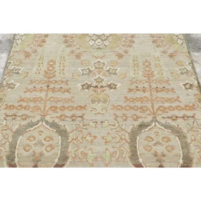 Rug & Kilim Contemporary Block Print Floral Natural Silk Runner by Rug & Kilim, India For Sale - Image 4 of 9