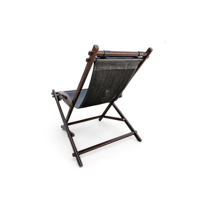 Safari-Style Rocking Hammock in Leather and Wood, 1950s For Sale - Image 5 of 9