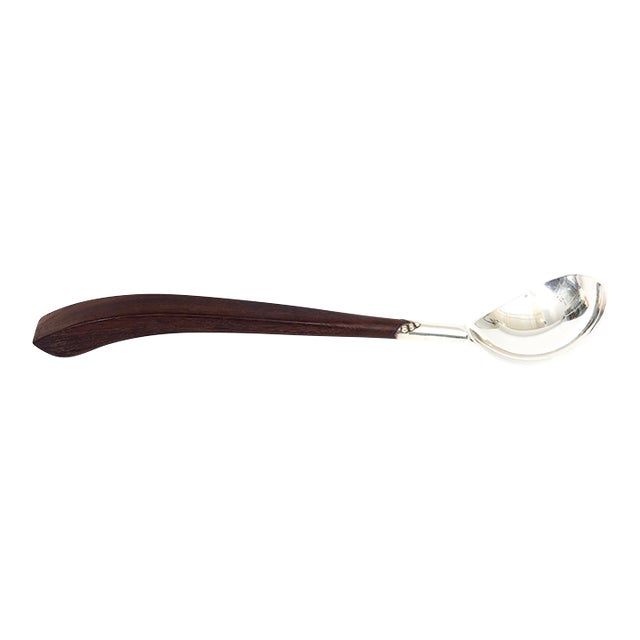 Vintage Spratling Style Modernist Hallmarked Sterling Silver and Rosewood Serving Spoon. For Sale