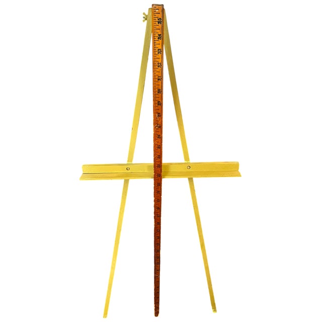Wood Vintage Chartreuse Painted Wood Artist’s Display Easel, 36" For Sale - Image 7 of 9