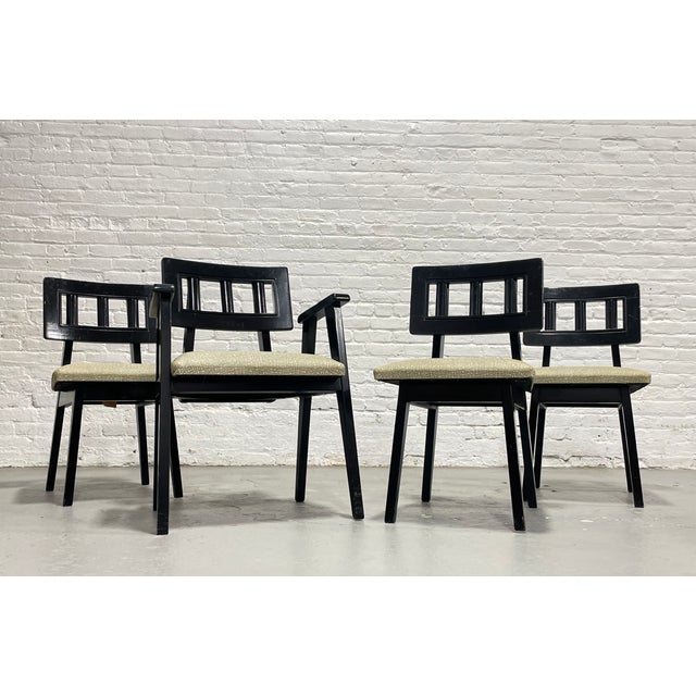 Ebonized Mid Century Modern Dining Chairs, C. 1950's, Set/4 For Sale - Image 4 of 12