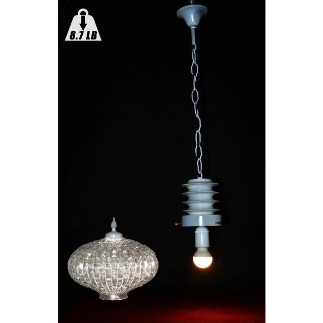 Mid-Century Modern Danish Opalescent Hobnail Glass and Brass Pendant Light For Sale - Image 6 of 13