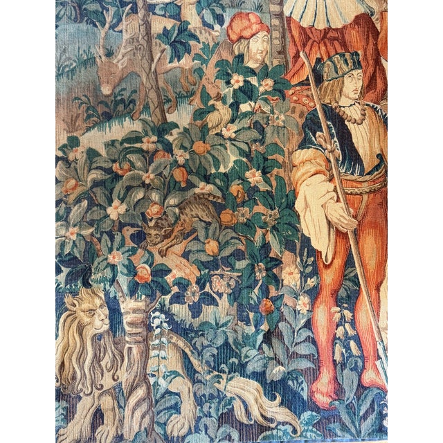 1950s French Figural Verdure Tapestry, Mid-Century For Sale - Image 5 of 5