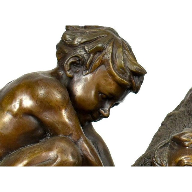 French Sculpture of Children in Bronze For Sale - Image 3 of 7