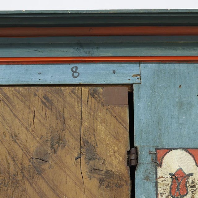 Rustic Painted Bridal Cupboard, 1788 For Sale - Image 3 of 17