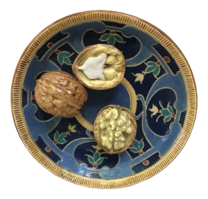 C.1879 Majolica Palissy Walnuts Platter Auguste De Chauvigne